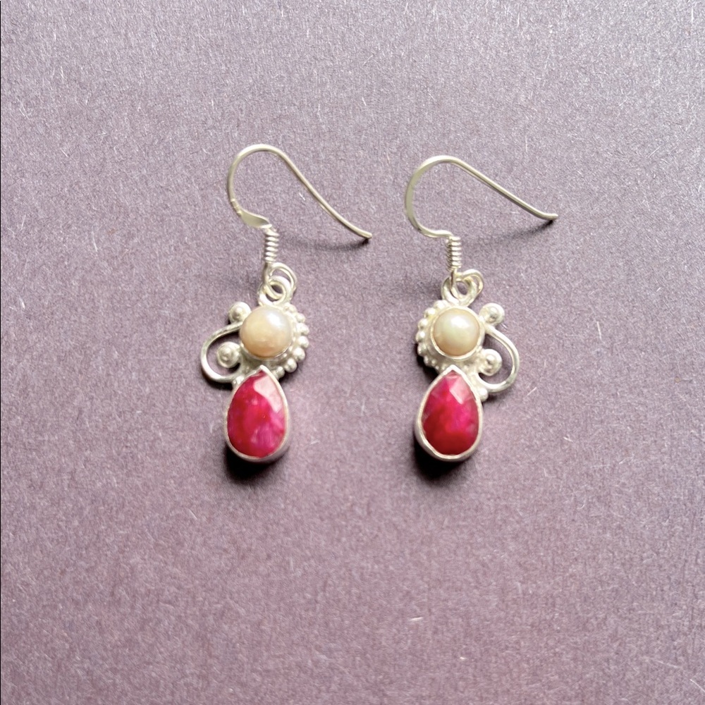 Royal Ruby Teardrop Earrings in Sterling
